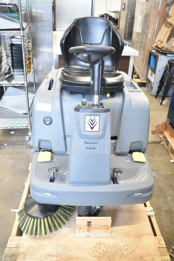 Brand new Karcher KM 85/50 R BP 9.841-454.0 24" AGM cordless ride-on sweeper, 1 side broom, 13.2-gallon, scratch and dent.