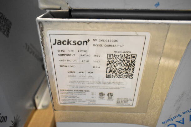 BRAND NEW 2026 Jackson DISHSTAR LT undercounter dishwasher, 115V, 1 phase, scratch and dent, model label visible.
