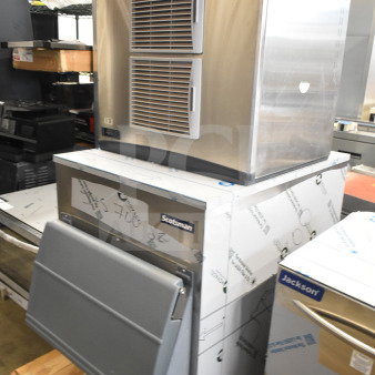 BRAND NEW Scotsman C1030MA-32D 30" Air-Cooled Ice Machine on commercial bin, 1077 lb. capacity, 208/230V, 1 Phase.