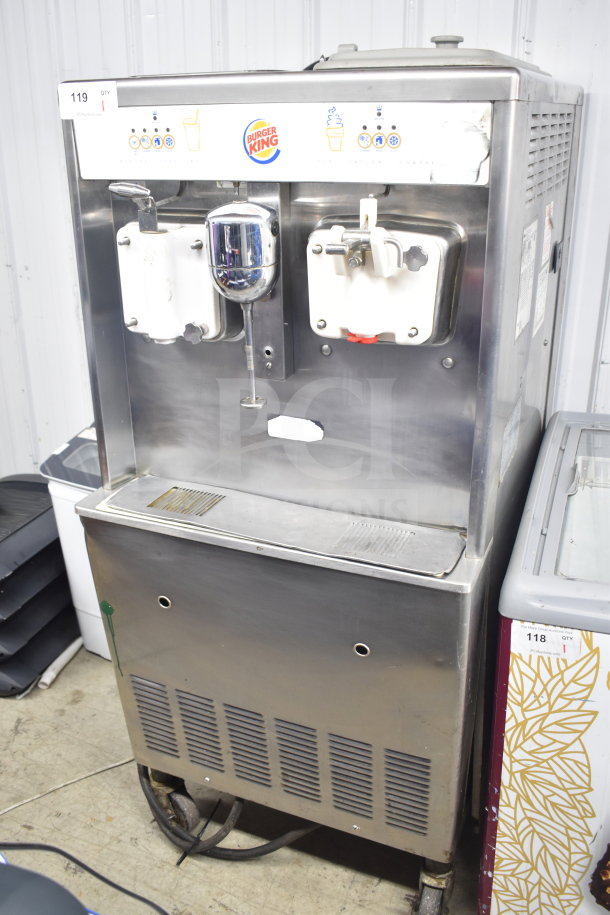 Taylor 632-33 commercial milkshake machine, air-cooled, 2-flavor, floor style, visible wear, 208-230V, 3 Phase.