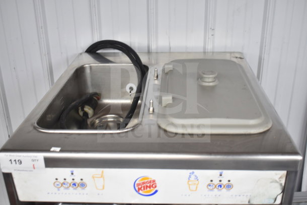 Taylor 632-33 commercial milkshake machine, 2-flavor, air-cooled, floor style, 208-230V, 3-phase, stainless steel, Burger King branding.