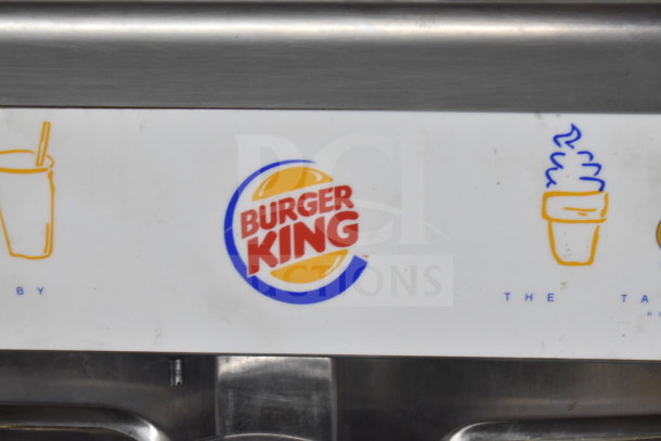 Taylor 632-33 commercial two-flavor milkshake machine, floor style, air-cooled, 208-230V, 3-phase, Burger King logo.