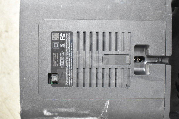Onn 100002420 Roku Wireless Subwoofer, black, model and FCC details visible, good condition with minimal wear.