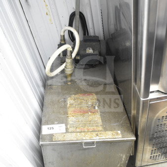 Frontline 402 Commercial Oil Caddy with commercial casters. Visible wear and label. 120 volts, 1 phase.