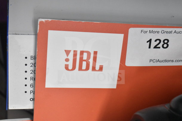 JBL Boombox speaker store display, includes official branding, item number 128, slight wear on edges. Auction at PCIAuctions.com.