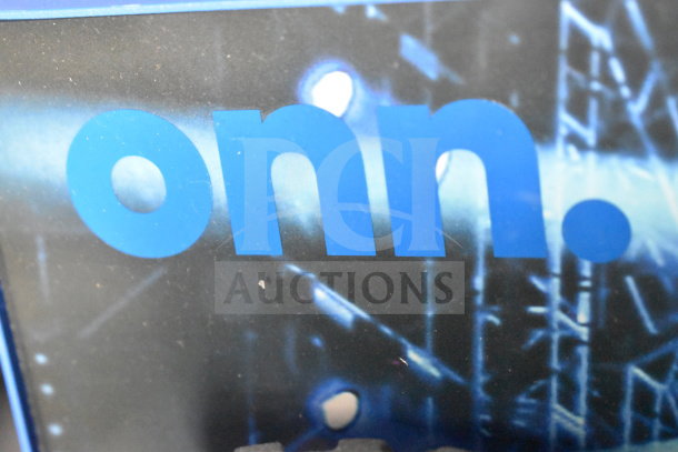 "Onn logo on display for 5 Store Display including Onn Large Party Speaker, black and blue background, brand visible."