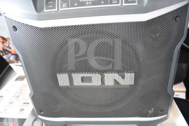 Ion Party Boom Plus Speaker on display, features sleek design and control panel, excellent condition, perfect for events.