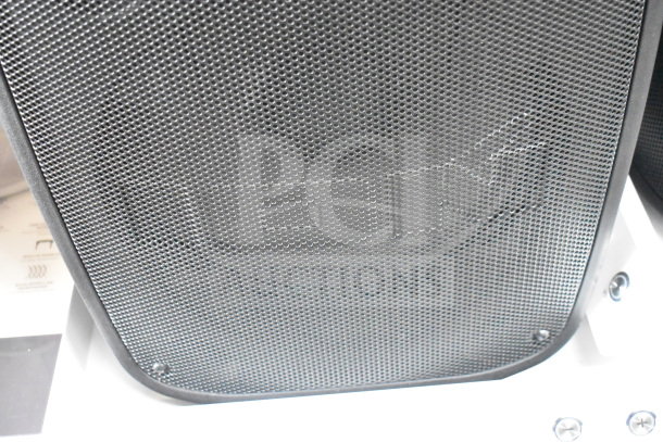 Ion Speaker store display, featuring protective mesh grille, in good condition. Part of a set of three displays.