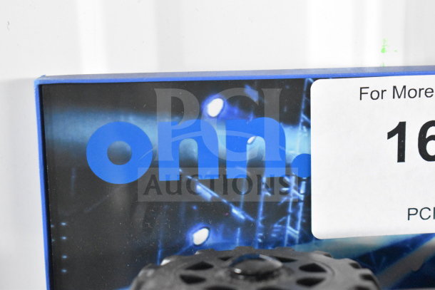 "Onn large party speaker display box; features company logo and promotional text. Condition is suitable for store display."