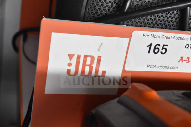 JBL Partybox 110 Speaker on display with visible auction tag numbered 165.