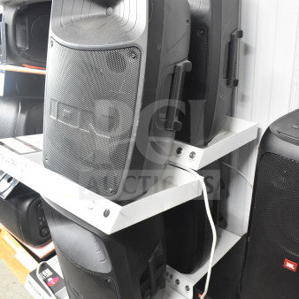 4-store display featuring Ion Pro Glow Ultra speakers. Black, durable, with handles. "ION" logo visible, excellent condition.