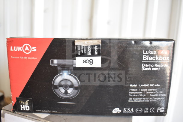 IN ORIGINAL BOX! Lukas Blackbox Driving Recorder, Model LK-7900 FHD ARA, Premium Full HD, package shows minor wear.