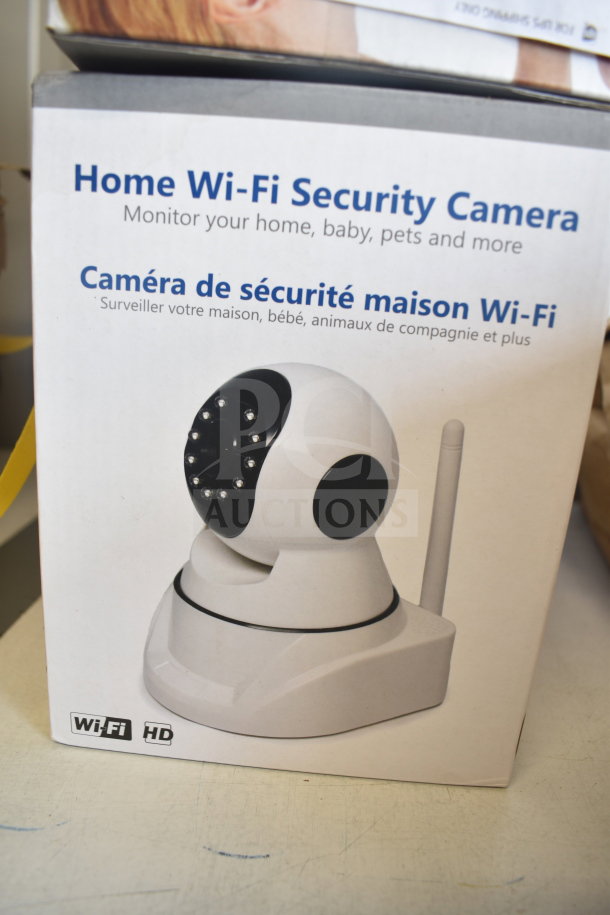 Home Wi-Fi Security Camera in original box, HD, Wi-Fi connectivity, suitable for monitoring home, baby, pets.