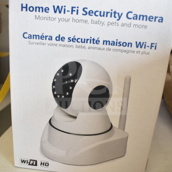 Home Wi-Fi Security Camera in original box, HD, Wi-Fi connectivity, suitable for monitoring home, baby, pets.