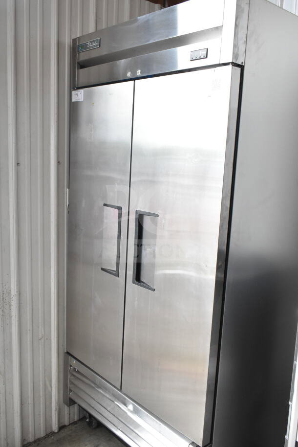 2024 True T-35-HC commercial cooler, dual doors, on casters, 115V, 1-phase, stainless steel exterior, excellent condition.