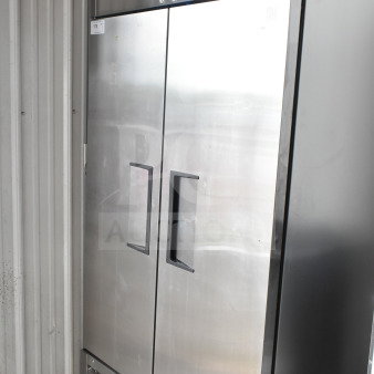 2024 True T-35-HC commercial cooler, dual doors, on casters, 115V, 1-phase, stainless steel exterior, excellent condition.
