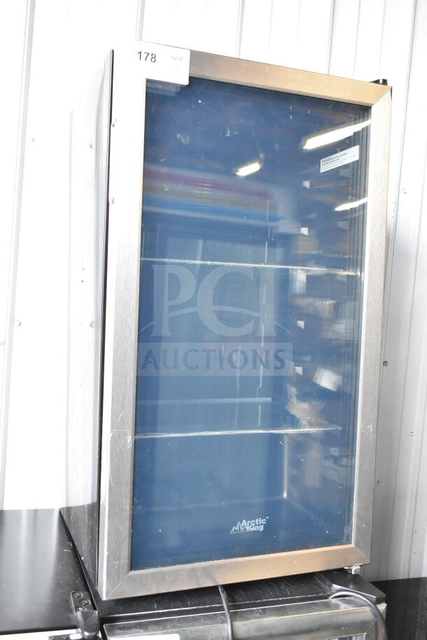 Arctic King ARV115B1AST Mini Cooler Merchandiser, 115V, glass door, excellent condition, visible logo on front.