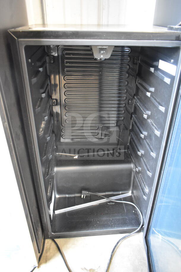 Arctic King ARV115B1AST Mini Cooler Merchandiser, 115 Volts, 1 Phase, empty interior, visible power cord, good condition.
