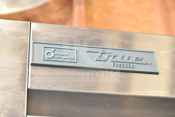 2019 True T-19F-HC commercial freezer, single door, features natural refrigerant. Model label displayed.