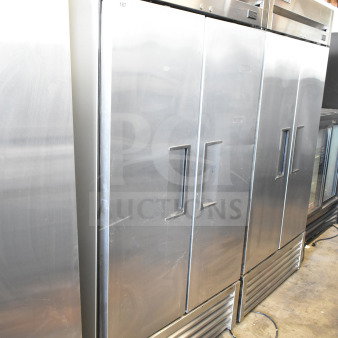 2019 True T-35-HC Commercial 2 Door Cooler, stainless steel, 115V, 1 Phase, excellent condition, brand logo visible.
