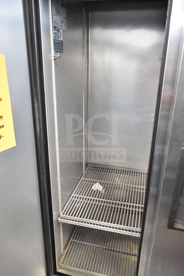 2019 True T-35-HC Commercial 2 Door Reach-In Cooler, 115 Volts, 1 Phase, stainless steel interior, wire shelving.