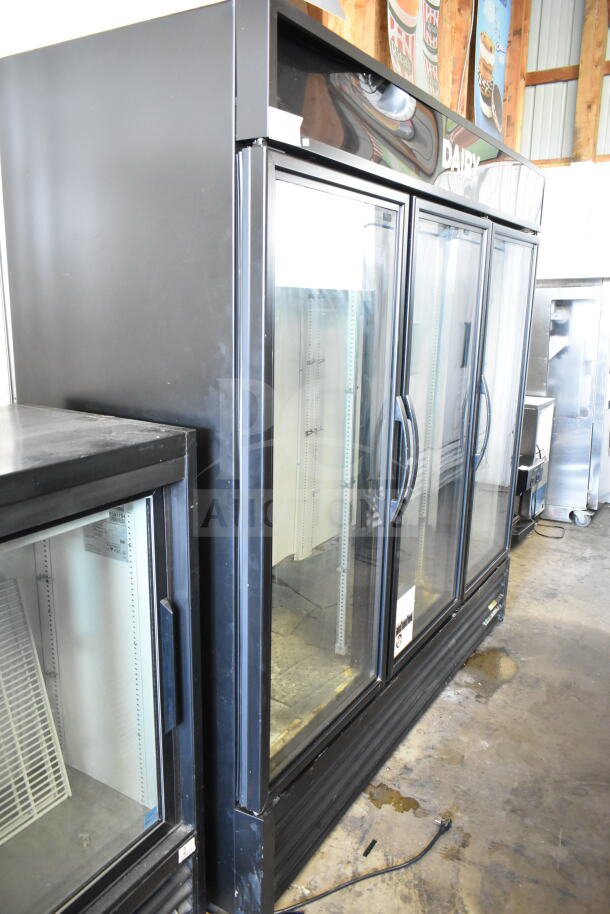 2019 True GDM-72-HC Commercial 3 Door Cooler, black, 115V, 1 phase, in good condition with glass doors.