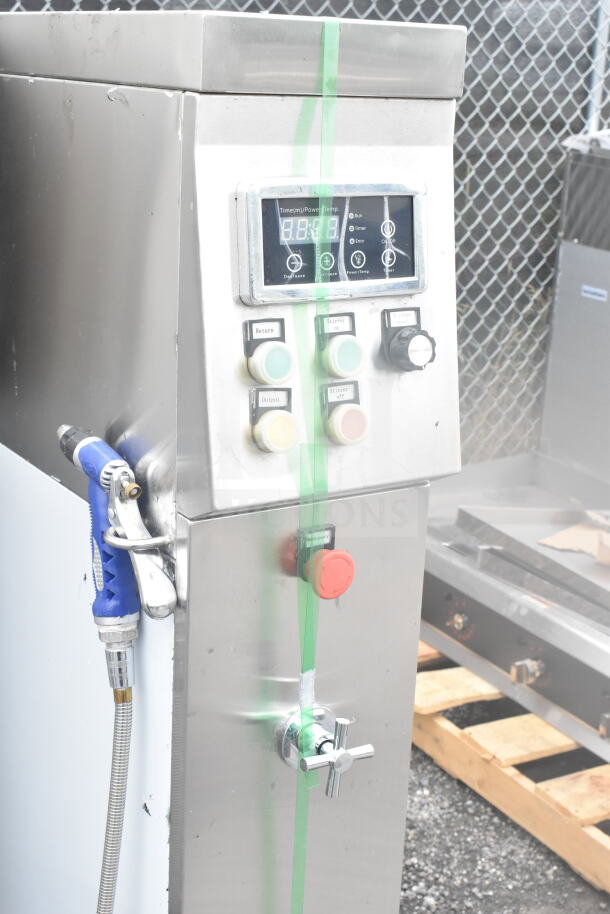 C2C CZC-13F industrial cooking kettle mixer with agitator, 150L capacity, 380V, 3-phase. Stainless control panel visible.
