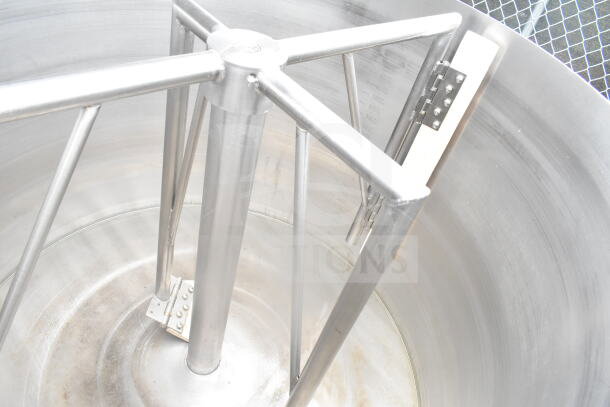 C2C CZC-13F 150L industrial tilting cooking kettle with agitator, stainless steel, 380V, 3-phase, excellent condition.
