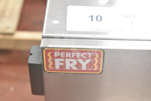 Brand new 2024 Perfect Fry PFC730 ventless countertop deep fryer, scratch and dent condition. 230/400V, 3 Phase. Visible logo.