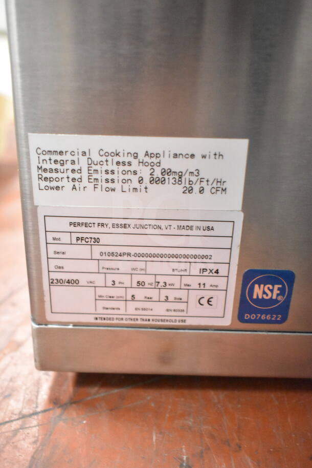 Brand new 2024 Perfect Fry PFC730 ventless countertop deep fryer, semi-automatic, 230/400V, 3 phase, NSF certified.
