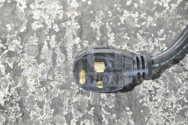 Close-up of a power plug for the 2016 Autofry MTI-40C Ventless Fryer, 240 Volts, shows prongs and cable details.