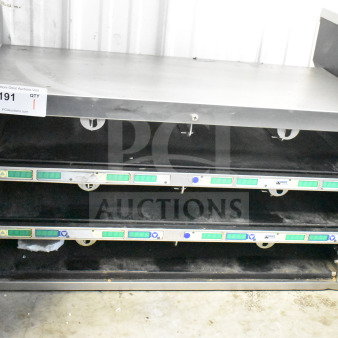 Prince Castle EHB34A-2 holding bin, 208-240V, stainless steel, three compartments, commercial use, minor wear.