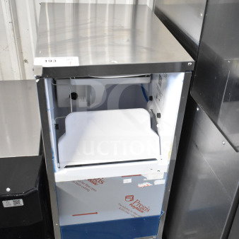 2024 Hoshizaki AM-50BAJ-DS commercial icemaker, missing door, 115 volts, 1 phase. Stainless steel exterior, top hat design.
