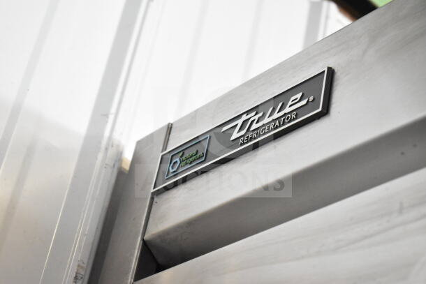 2018 True T-35-HC Commercial Cooler, 2 doors, 115V, 1 phase, stainless steel, natural refrigerant label visible.