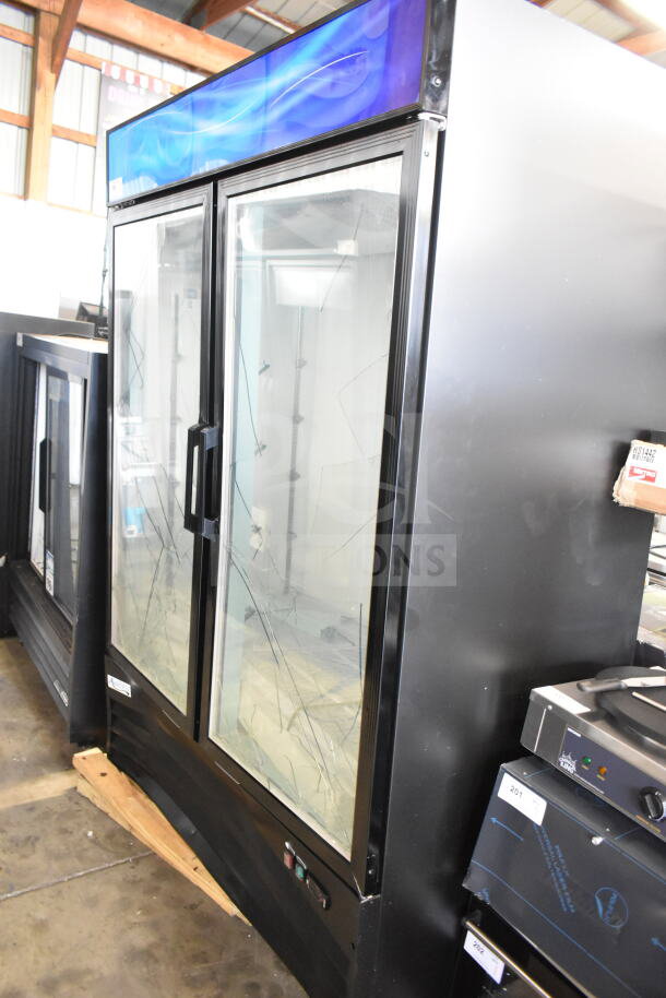 Avantco 178GDC49FHCB Commercial Cooler, brand new with glass damage, 2-door reach-in, 115V, 1 phase.