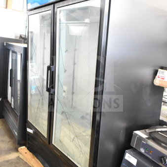 Avantco 178GDC49FHCB Commercial Cooler, brand new with glass damage, 2-door reach-in, 115V, 1 phase.