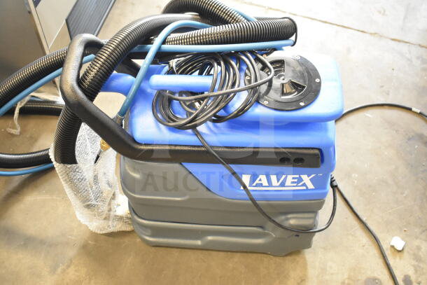 BRAND NEW Lavex 2-Stage Heated Spot Extractor, 15' hoses, 4" upholstery tool, 3-gallon capacity, 55 PSI, minor cosmetic marks.