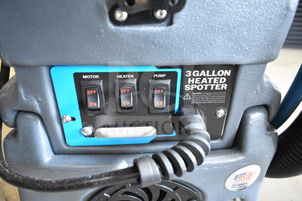 BRAND NEW Lavex 3-Gallon Heated Spotter, control panel with motor, heater, and pump switches visible.