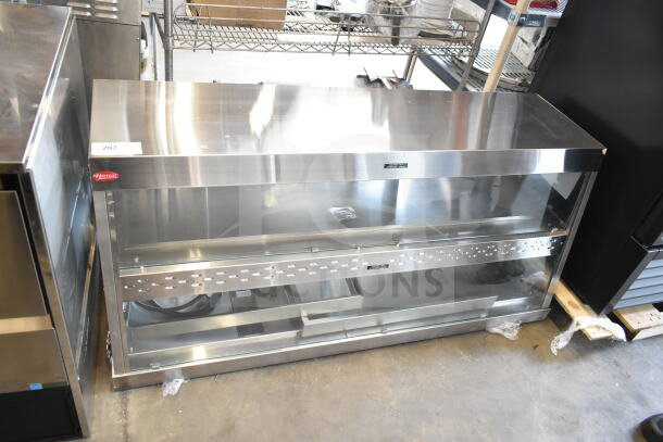Hatco GR1DH-4PD Stainless Steel Glo-Ray Merchandiser, dual shelf, humidity chamber, brand new, 59 3/8", 120/208V.