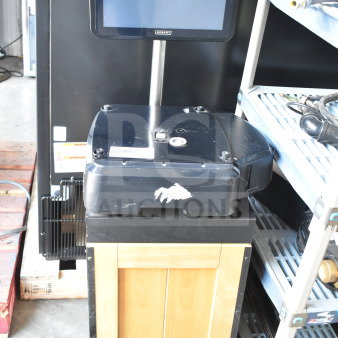 Hobart commercial countertop food portioning scale on stand, 120/208-240 volts, 1 phase, with digital display, minor wear.