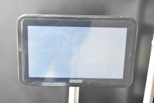 Hobart Commercial Countertop Food Portioning Scale on a stand, touchscreen display, power: 120/208-240V, 1 Phase.