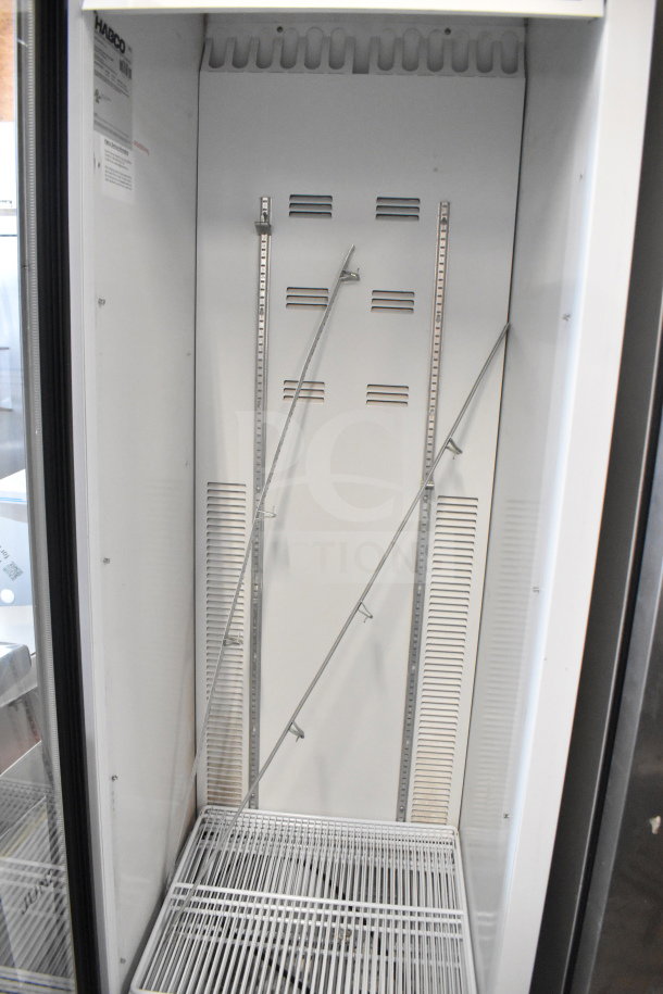 Habco SE18 Commercial Single Door Reach-In Cooler, 115V, 1 Phase. Interior view, adjustable shelves, great condition.