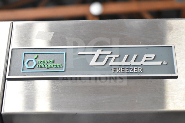 2019 True T-23F-HC freezer, single door, commercial casters, natural refrigerant label, 115V, model T-23F-HC.