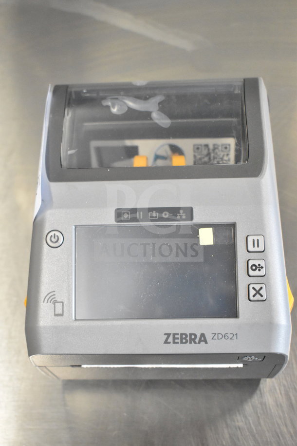 Zebra ZD621 desktop direct thermal barcode printer, with touch screen and control buttons, in very good condition.