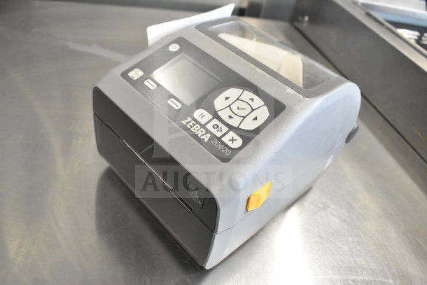 Zebra ZD620 desktop direct thermal barcode printer in excellent condition, featuring intuitive control panel and clear display.