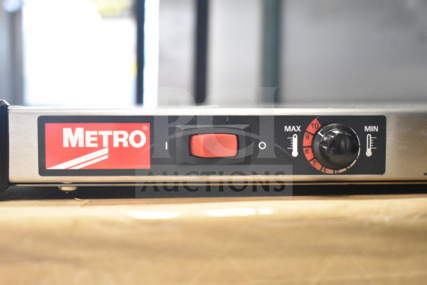 BRAND NEW Metro Super Erecta Hot HS1442 14" x 42" stainless steel heated shelf, 120 volts, 1 phase, with control panel.