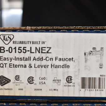 BRAND NEW T&S B-0155-LNEZ add-on faucet for EasyInstall pre-rinse, QT Eterna & lever handle, with box, no nozzle.