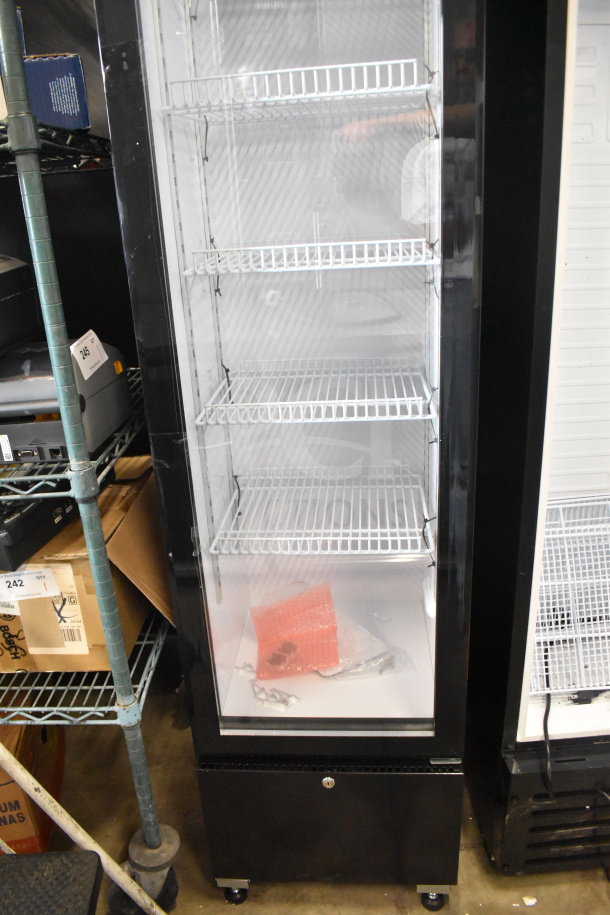 Brand new KoolMore KM-MDR-17S slim merchandiser fridge, 7 Cu. Ft., 115V, minor scratches, adjustable wire shelves.