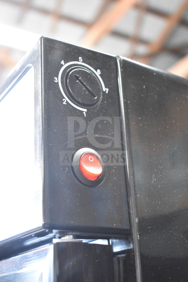 Brand new KoolMore KM-MDR-17S refrigerator control panel with thermostat dial and red power switch visible.