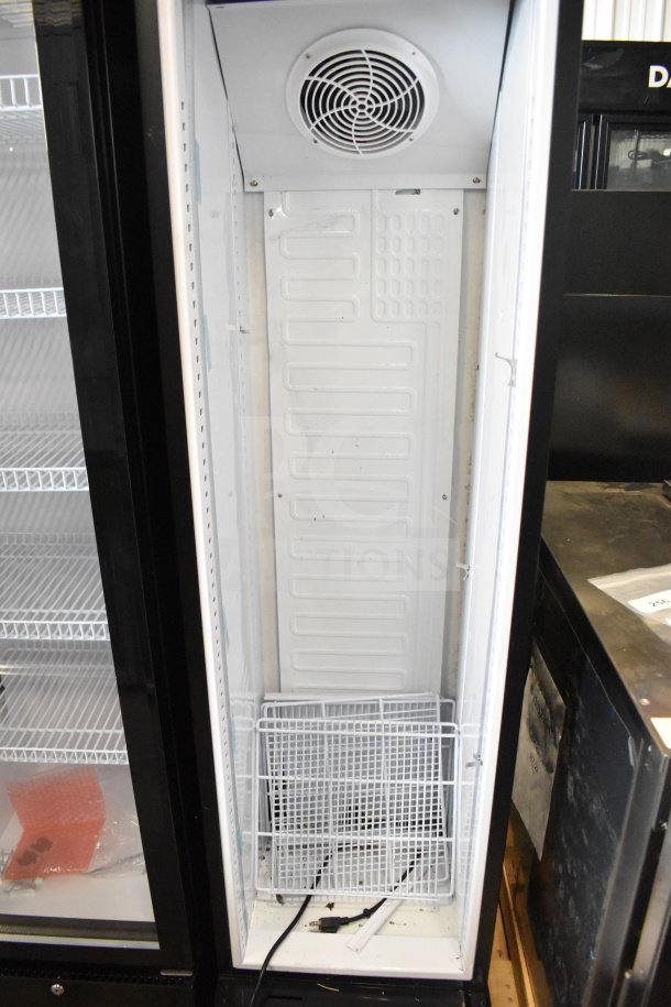 Galaxy 177GDN5RBB commercial glass door merchandiser refrigerator, missing door, red/white/blue LED, brand new.